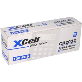 100er Spar-SET XCell CR2032 Lithium-Knopfzelle 3V / 220mAh