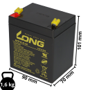 Kung Long WP4.5-12 AGM Akku 12V 4,5Ah – passend für UB1250 | VdS-Ausführung