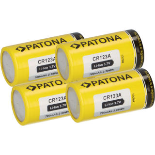 4x PATONA Li-Ion 3,7V Akku CR123A 16340 Zelle 700mAh 2,59Wh