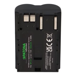 PATONA Premium Kamera-/Camcorder-Akku für Canon BP-511 EOS 650 10D 20D 20Da 300 D 40D D30 BP-511 Optura – 7,4 V 1600 mAh