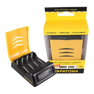 Schnell-Ladegerät Mignon AA / Micro AAA Akkus LCD-Display von PATONA