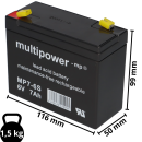 Multipower Lead battery mp7-6s Pb 6v 7Ah